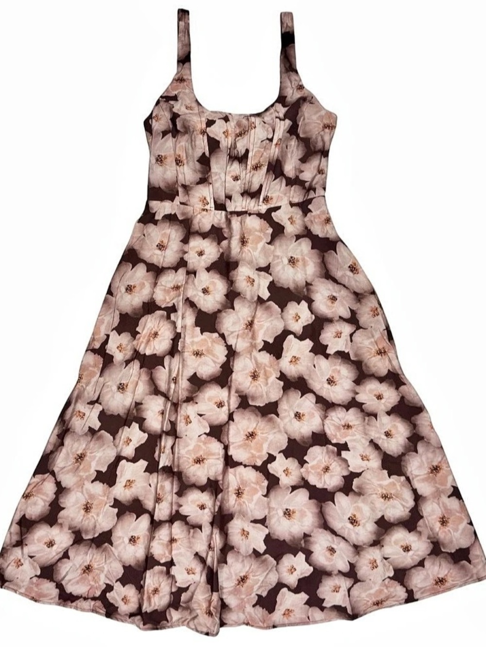 Melloday Floral Sleeveless Dress in Brown & Pink NWT